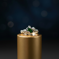 Bague filigrane pierre verte - format carré