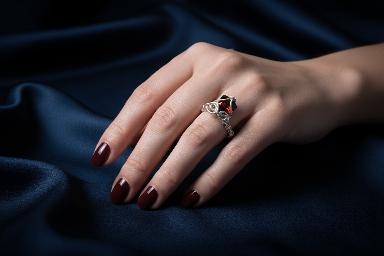 Bague Grenat - Portée au Doigt Luxe