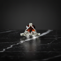 Bague grenat rouge marbre noir sans reflet