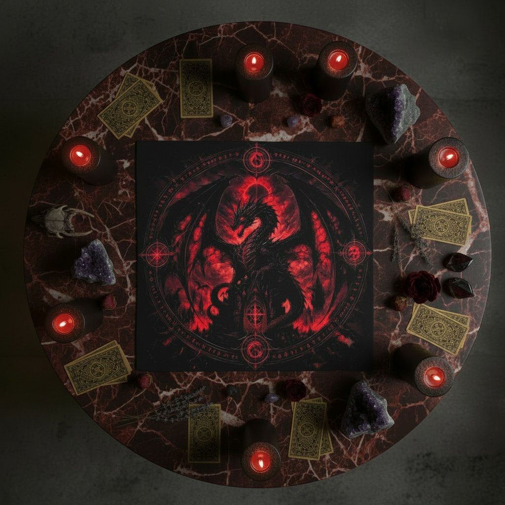 Tapis de Tirage Mystique — Dragon de Feu
