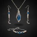 Parure apatite bleue lune bracelet fond noir charcoal