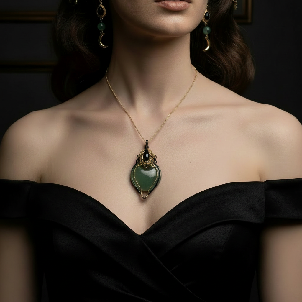 Parure aventurine - chaîne originale fine dorée