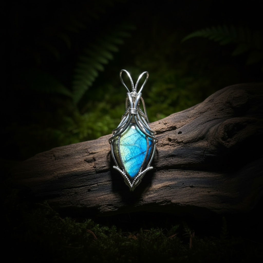 Pendentif fil argent blanc brillant