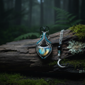 Pendentif labradorite teal - droit vertical forêt