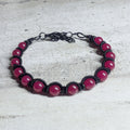 Bracelet Cuivre Patiné Rubis Argenté - Tressage Main