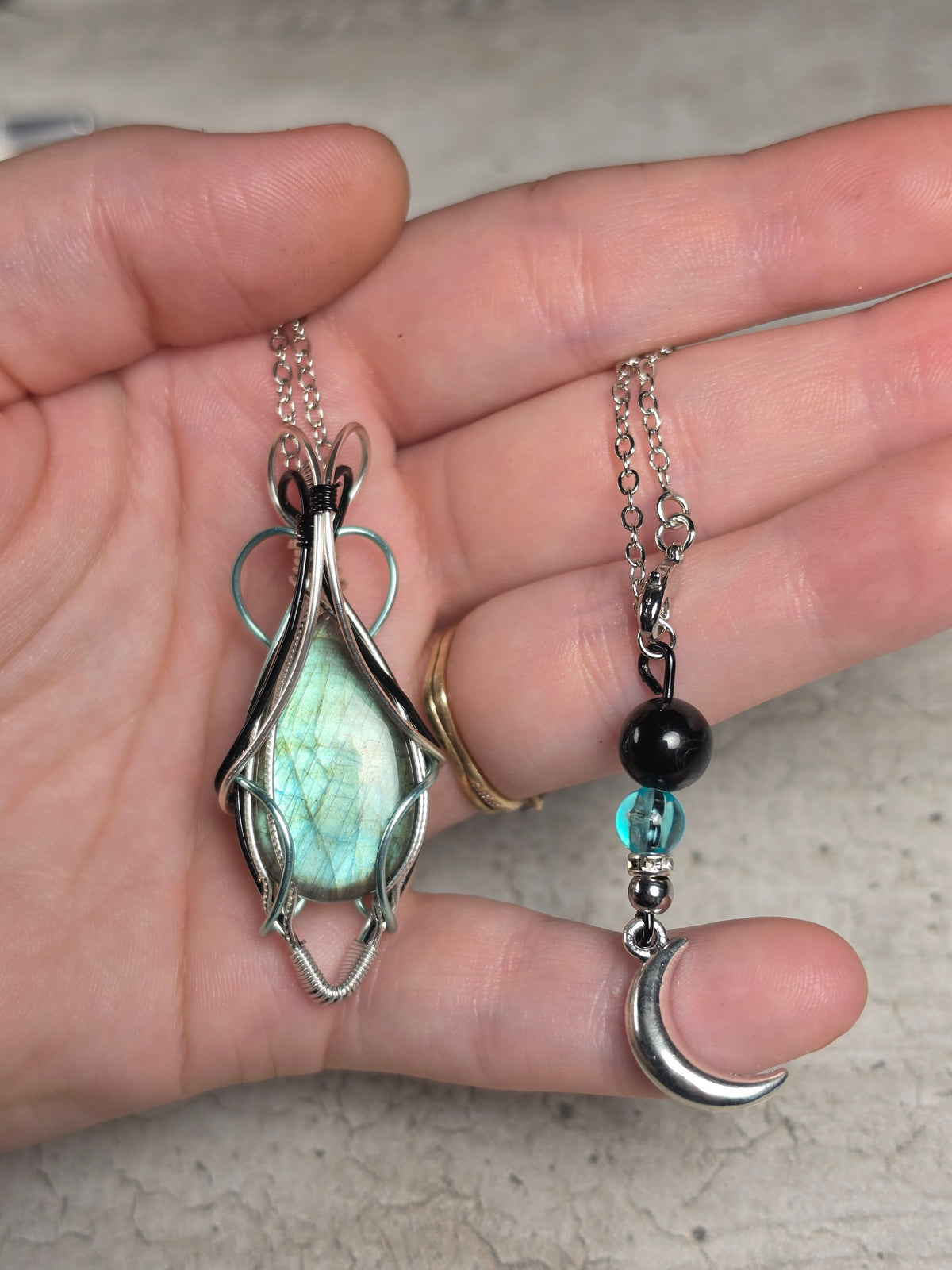 Pendentif Labradorite — Wire Wrapping Artisanal | Lumineuses Gemmes
