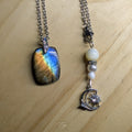 Pendentif Labradorite Percé Main - Reflets Bleu et Orange