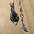 Pendentif Sérafinite – Wire Wrapping Cuivre Patiné