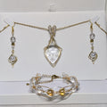 Parure Dorée & Argentée en Cuivre Patiné – Cristal de Roche