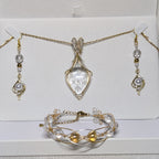 Parure Dorée & Argentée en Cuivre Patiné – Cristal de Roche