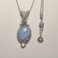 Pendentif Calcédoine Bleue Patine Argentée