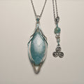 Pendentif Amazonite Cuivre Patiné Vert d'Eau et Argent - Création Unique Pierre Naturelle