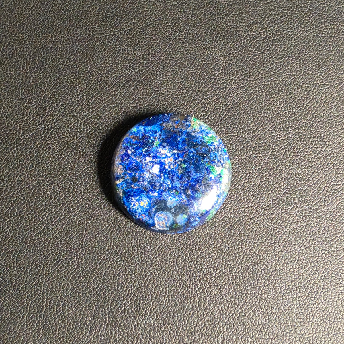 Cabochon Rond Azurite Malachite Naturelle – Montage Inclus