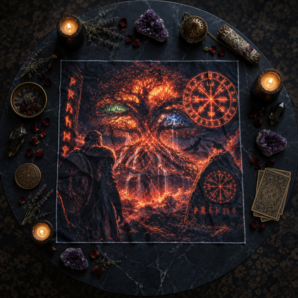 Tapis de tirage sur table ronde dans le style de la boutique