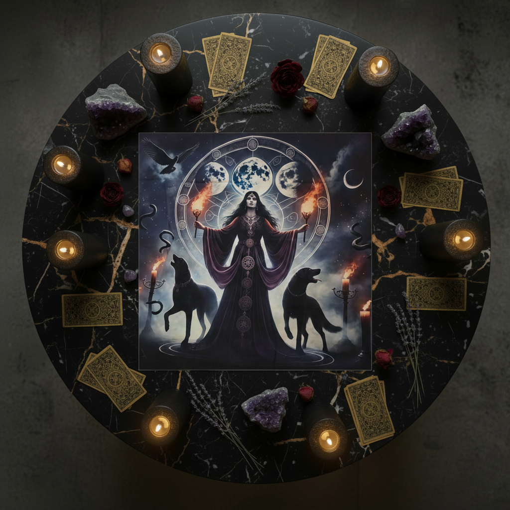 Tapis sorcière loups — mise en scène boutique